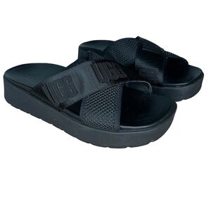 UGG Emily Mesh Leather Slip On Slide Sandals